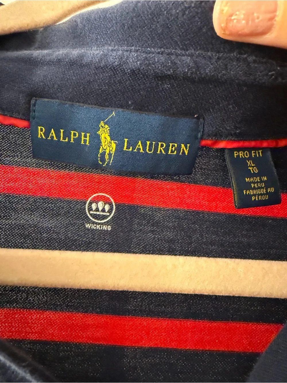 Polo by Ralph Lauren Navy with Red Stripes Classic Cotton Polo